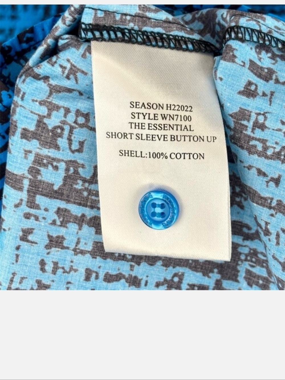 Wildfang Bright Blue Short Sleeve Button-Down Shirt with Black Grid Print - Picture 3 of 5